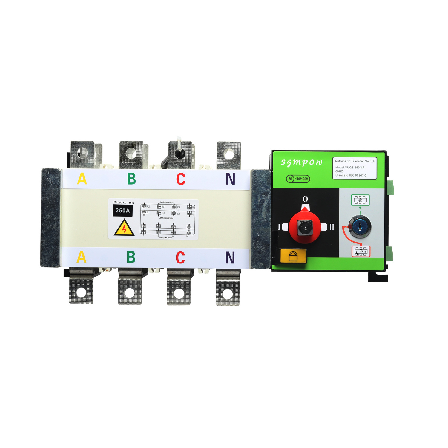 Dual Power Automatic Transfer Switch Changeover Controller Switch for Generator Fast Switching Speed 4P ATS SUQ3-250A PC CE 20A