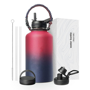 2 Litre Powder Coated Custom Leek Proof Stainless Steel Vacuum Insulated Water Bottle With Straw Lid