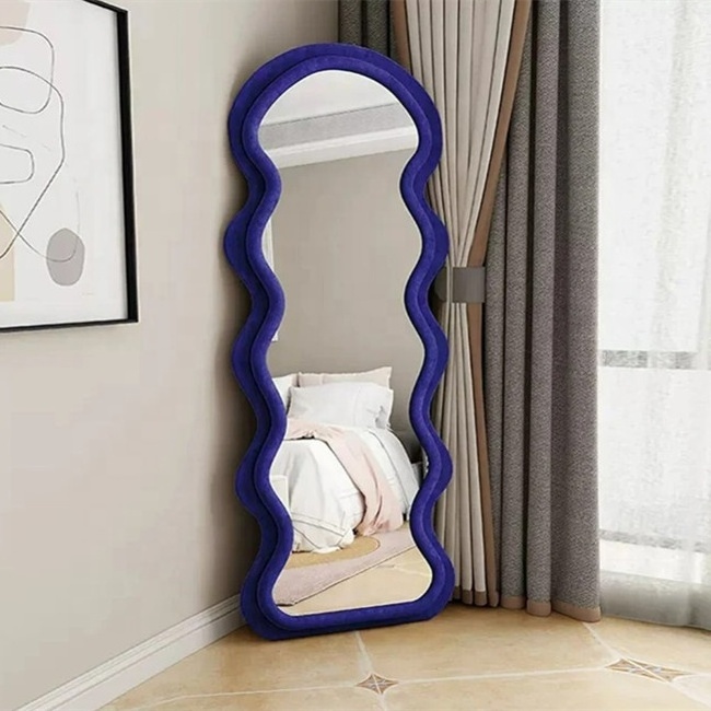 Factory direct customizable waved decor irregular handmade modern large full length dressing floor standing  full body mirror