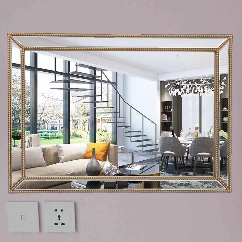 Custom Big Large Gold Luxury Decor Beveled Edge Antique Wall Hanging Rectangle Framed Bathroom Vanity Mirror Miroir Espejo