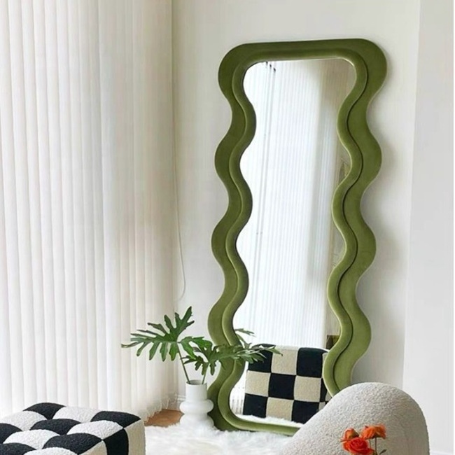 Factory direct customizable waved decor irregular handmade modern large full length dressing floor standing  full body mirror