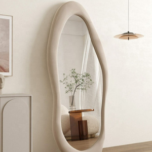 Factory wholesale irregular floor mirror full body modern mirrors large wavy framed floor wall mirror for bedroom decoration