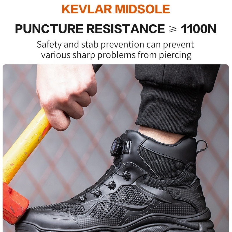 Non-slip rubber outsole safety shoes for men with BOA shoelaces system