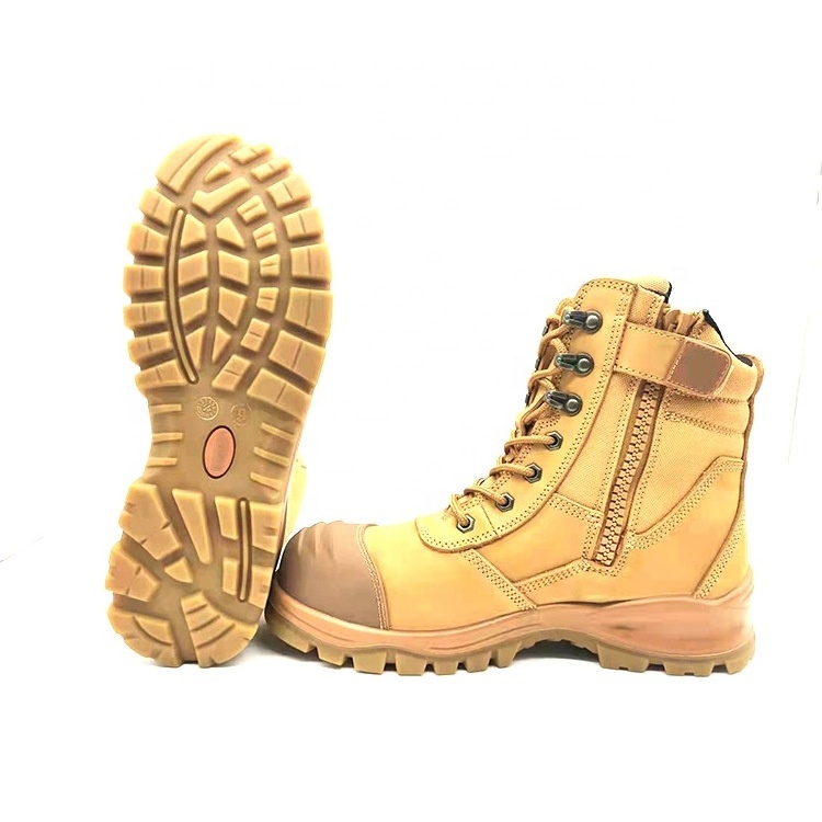 High quality wheat First layer of cowhide industrial safety work boots with anti-smashing steel toe for men