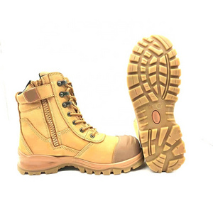 Wheat Genuine leather industrial work safety boots for men with anti-smashing steel toe