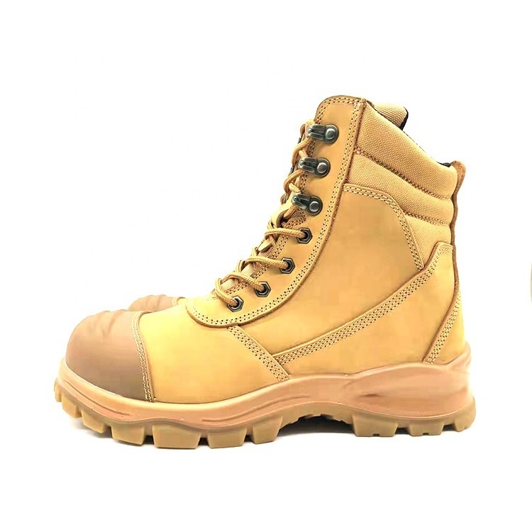 High quality wheat First layer of cowhide industrial safety work boots with anti-smashing steel toe for men