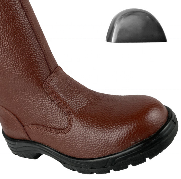 High-grade red brown work safety boots with anti-smashing steel toe for oil man