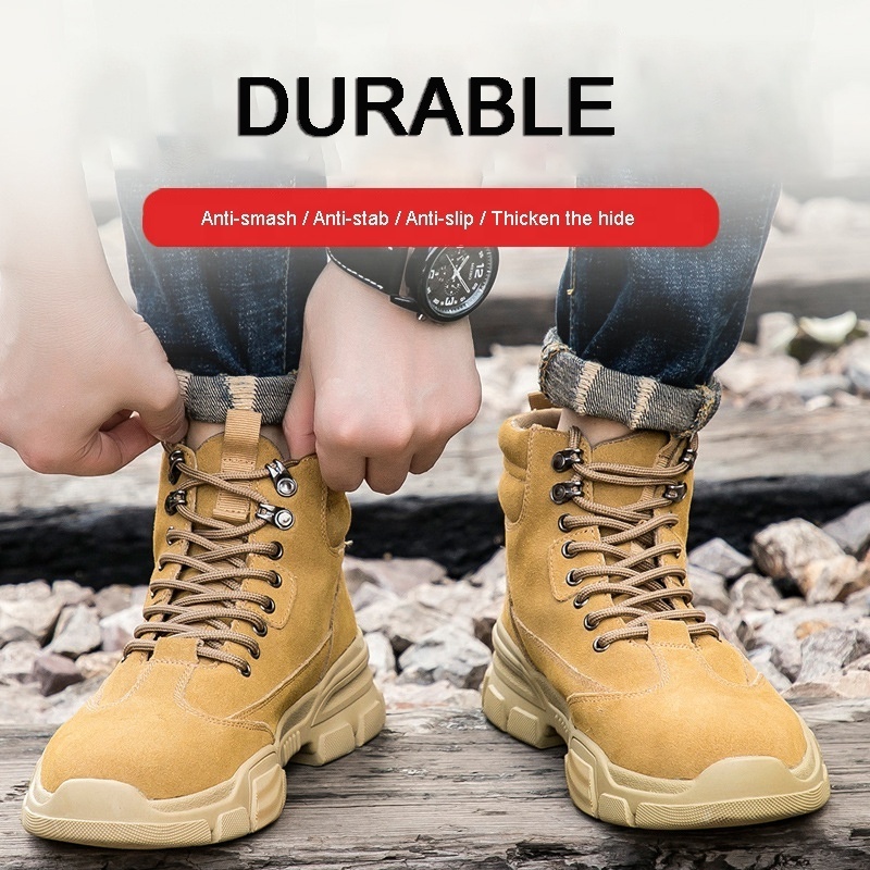 Breathable Suede insulation fashion industrial men work safety boots for electrician with soft rubber sole