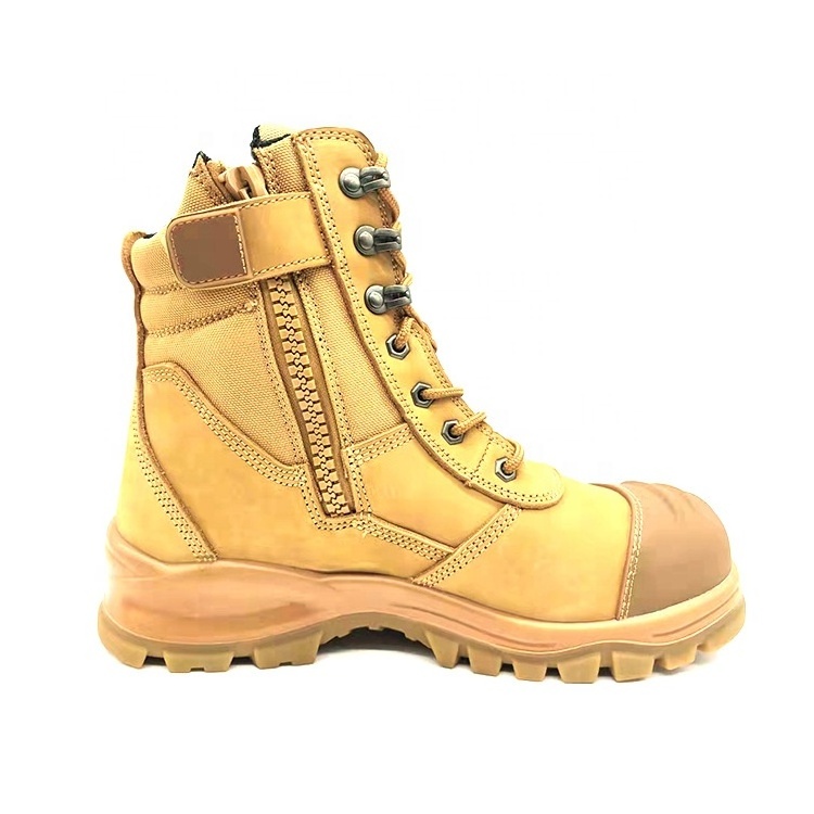 High quality wheat First layer of cowhide industrial safety work boots with anti-smashing steel toe for men