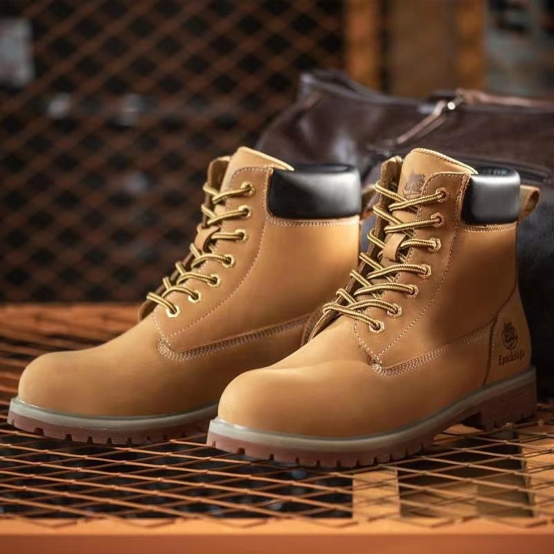 Hot selling Wheat Genuine leather work boots with Low temperature hot melting