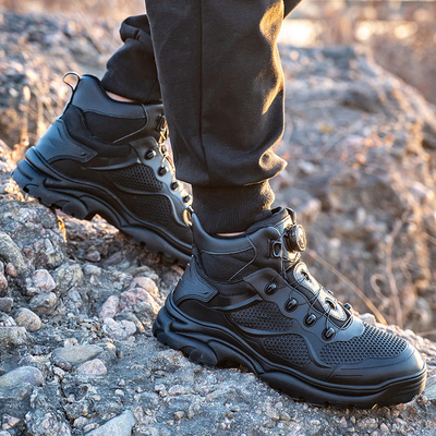 New arrival Black men's work work boots made of wear-resistant rubber outsole