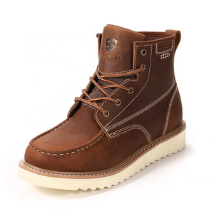 Hot selling genuine leather waterproof work boots with Low temperature hot melting