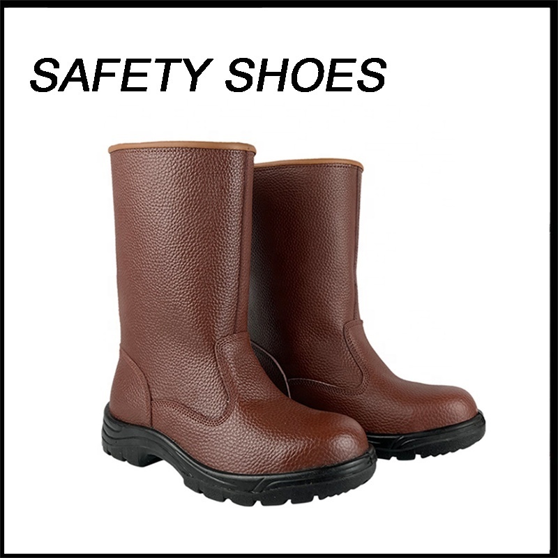 High-grade red brown work safety boots with anti-smashing steel toe for oil man