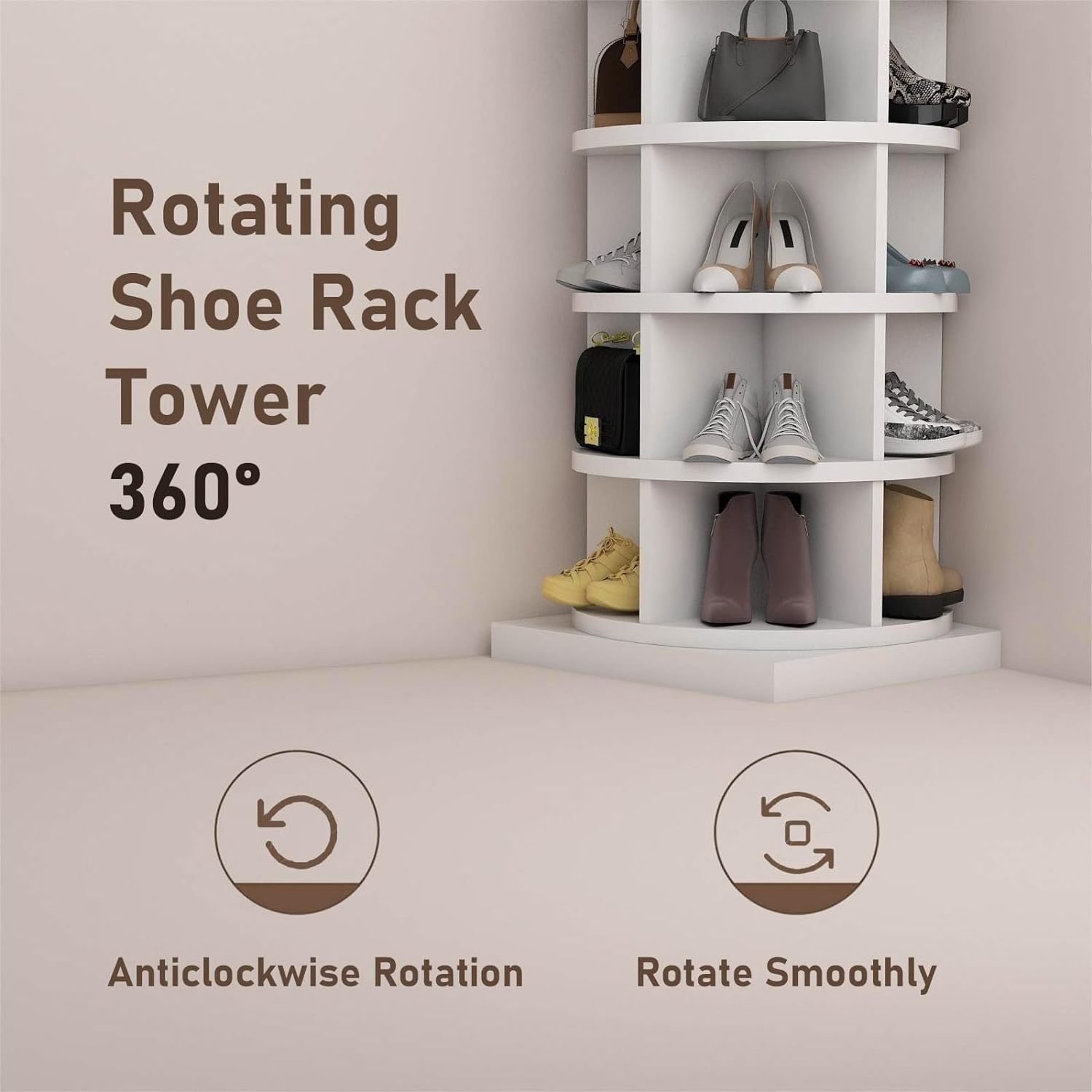 360 Rotating Shoe Rack 7-Tiers Organizer,Large Tall Rotating Shoe Organizer Tower Holds over 35-40 Pairs of Shoes