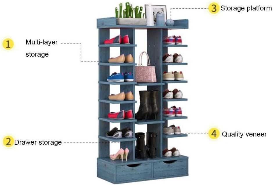 High Quality Wooden Shoe Tower with 2 Drawers, for Hallway, Bathroom, Living Room,Shoe Shelf Storage Cabinet