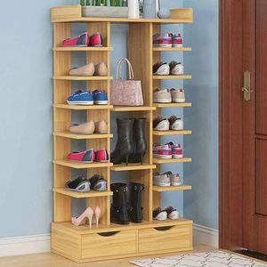 High Quality Wooden Shoe Tower with 2 Drawers, for Hallway, Bathroom, Living Room,Shoe Shelf Storage Cabinet