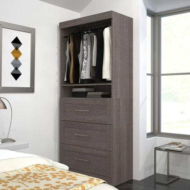 Freestanding Simple Modern save space small room use no door 3 drawer wardrobe Wooden Armoire Modern Multifunction Wardrobe