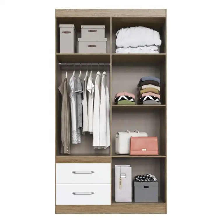 Wardrobe with 4 doors & 3 drawers for Bedroom wooden closet clothes cabinet