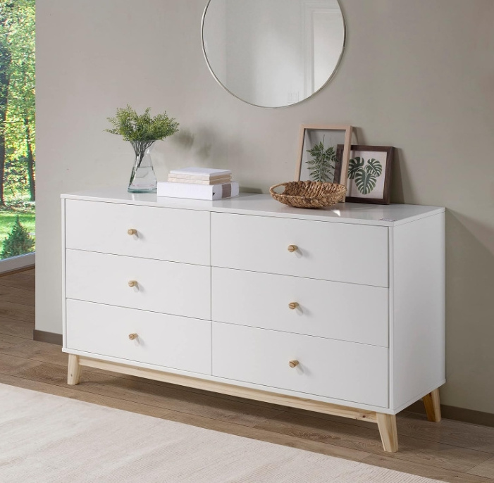 New White Modern Dresser Wooden Storage Nightstand Chest Large Clothing Tower Storage Cabinet