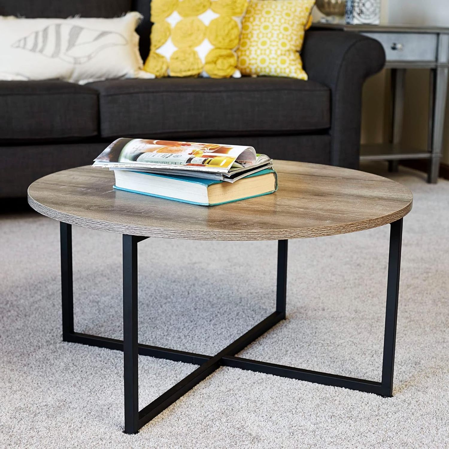 Household Essentials Round Coffee Table Modern Small Coffee Table Sofa Table