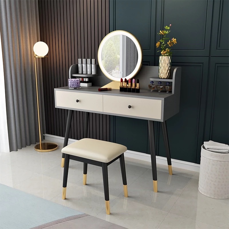 mirror bedroom furniture makeup dressing table acrylic woman evening dresser Cheap Three Led Light with lights vanity dresser