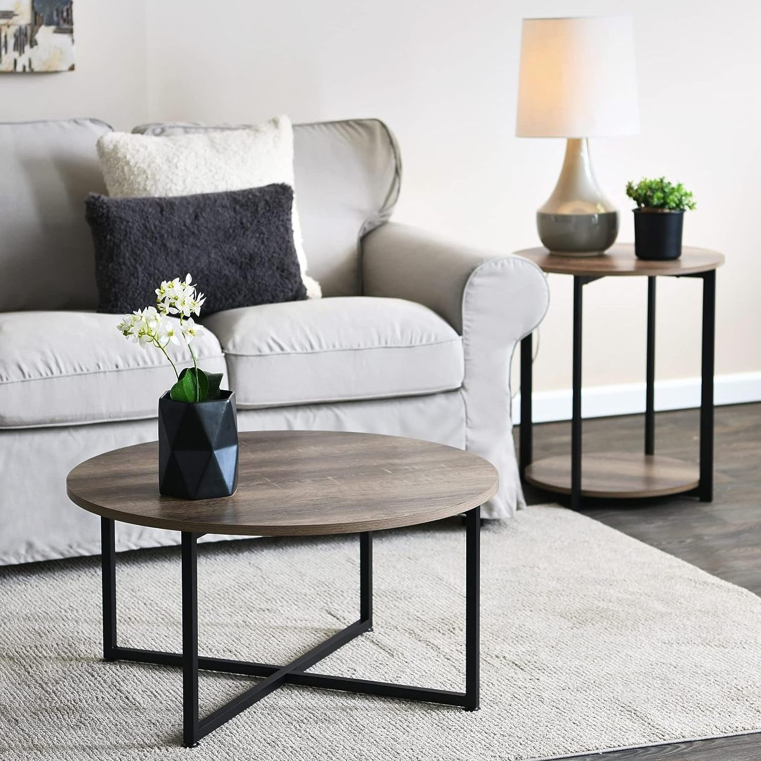 Household Essentials Round Coffee Table Modern Small Coffee Table Sofa Table