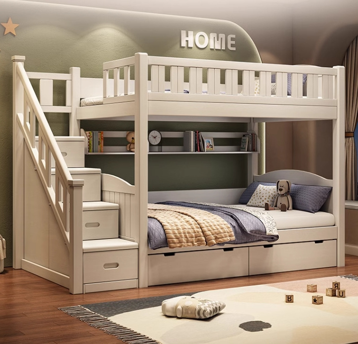 Factory Direct Sale Simple Modern Wooden Student School Eco-friendly Safe Bunk Bed