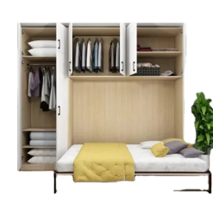 Solid wood multifunctional invisible bed for small apartments folding single multiple spaces study room and wardrobe all in one