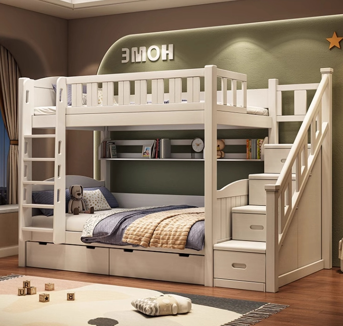 Factory Direct Sale Simple Modern Wooden Student School Eco-friendly Safe Bunk Bed