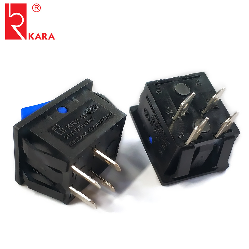 SINETONG KR2-11 Blue Square Head Rocker Switch 12V 24V DC 4 Pin 30A 250VAC Power Botton Switches