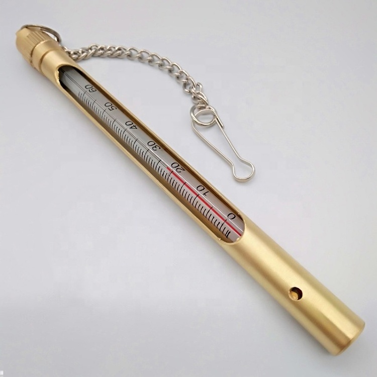 Wholesale Copper outer tube glass mercury max min thermometer with reset buttonMercury Thermometer for mine