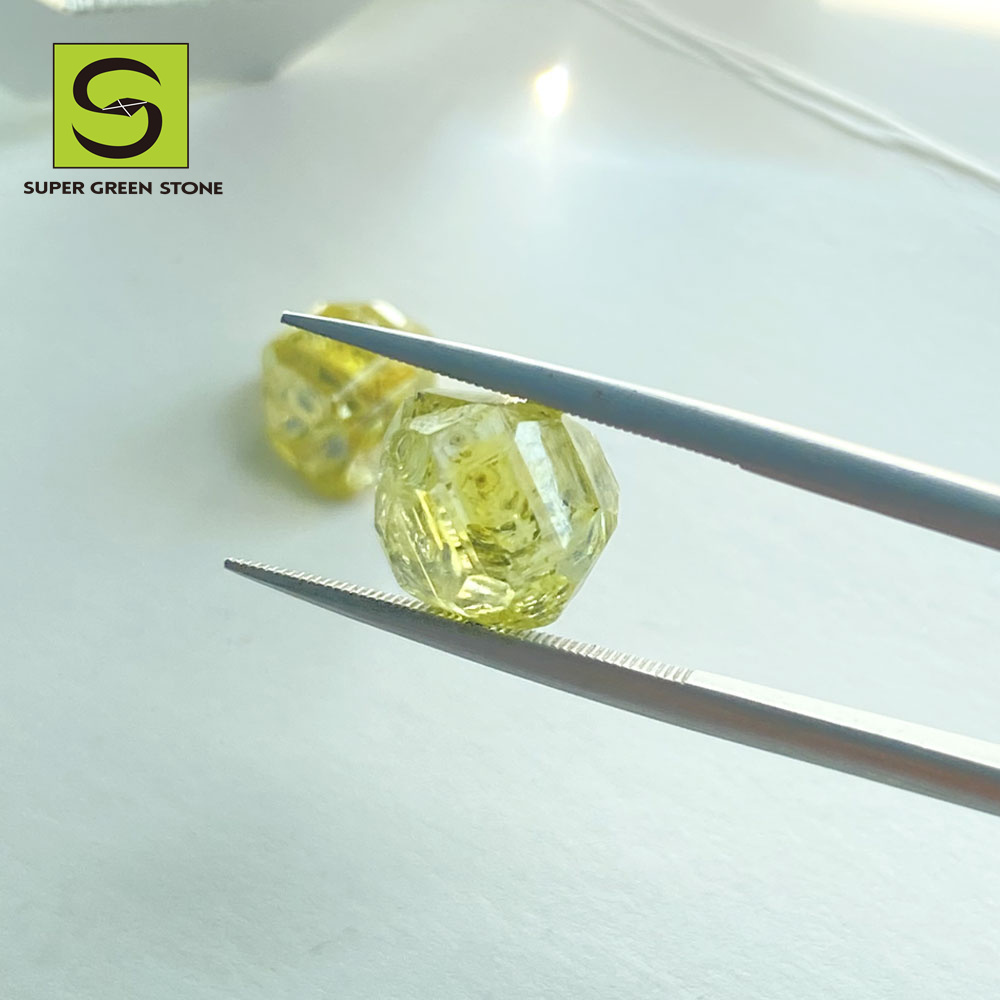 SuperGS Hpht Synthetic Yellow Cvd Vs1 Fancy Colour Cultivate Created Uncut Loose Price Lab Grown Rough Diamonds