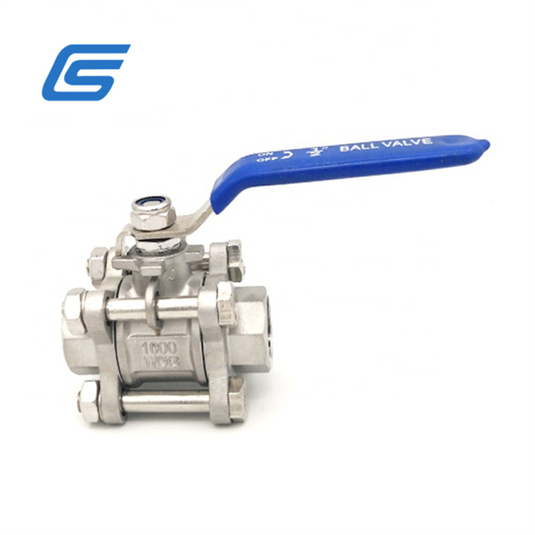 Female threaded 3 piece body ball valve 3 piece 316ss 304ss brass full bore ball valve RF flanged ball valve