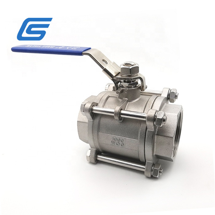 Female threaded 3 piece body ball valve 3 piece 316ss 304ss brass full bore ball valve RF flanged ball valve