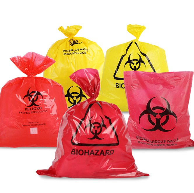 Factory Price customized Biohazard medical hospital garbage bag clinical Lab trash liner disposal infectious waste bags