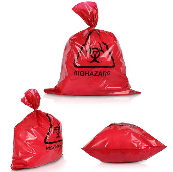 Factory Price customized Biohazard medical hospital garbage bag clinical Lab trash liner disposal infectious waste bags