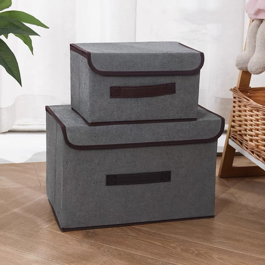 Household collapsible non woven fabric storage boxes toys clothes wardrobe large storage bins with lids for sale