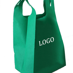 Factory eco friendly supermarket u cut non woven shopping bags thank you boutique packaging bags for retail