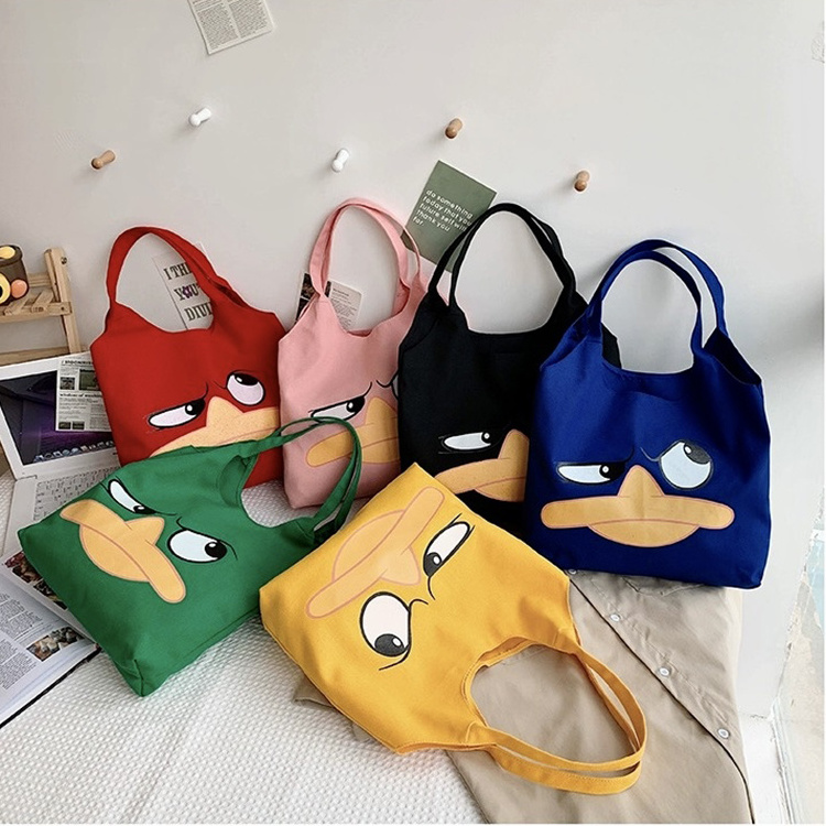 Wholesale Handbags Cute Small Bucket Bags Cotton Cloth Canvas Tote Bag for Girl Student Female Use