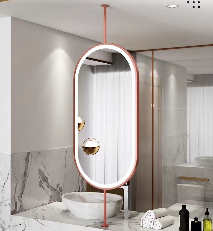 Stainless Steel Suspended ceiling Waterproof CE FCC Bathroom Makeup Simple Hanging Sensing Hotel Wall LED Mirror