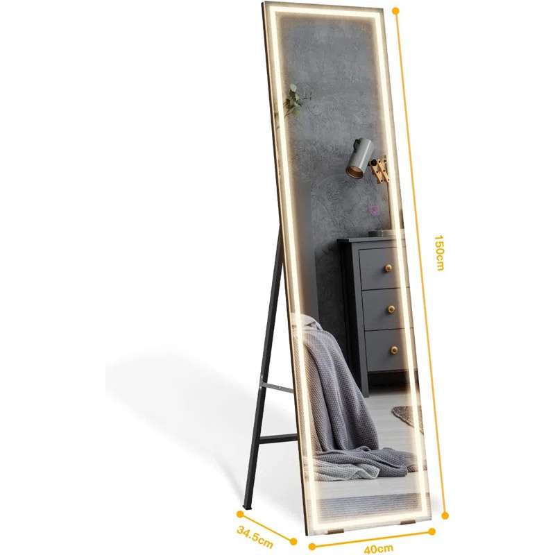 Professional factory elegant aluminium alloy brass floor mirror