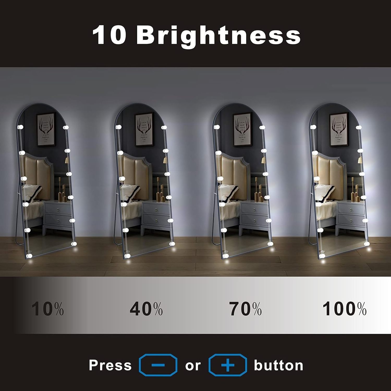 Factory price decorative hand held mirror beveled frameless mirror led strip