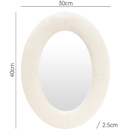 Fur Fabric Oval Decorative Cross-Border Simple Porch Wall Hanging Perforation-Free Variety Flannel Mirror