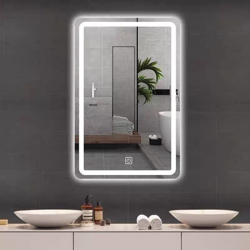 Home Decor Modern 5mm Silver Glass HD Dimming Anti Fog Bathroom Dressing Table Frameless Rectangular Led Wall Mirror