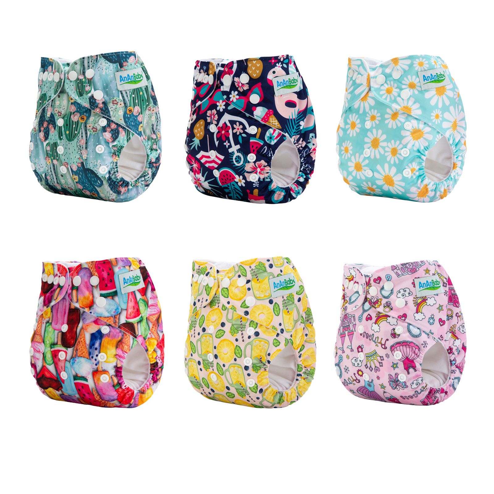 Ananbaby Custom Prints TPU Washable Reusable Baby Cloth Pocket Diapers