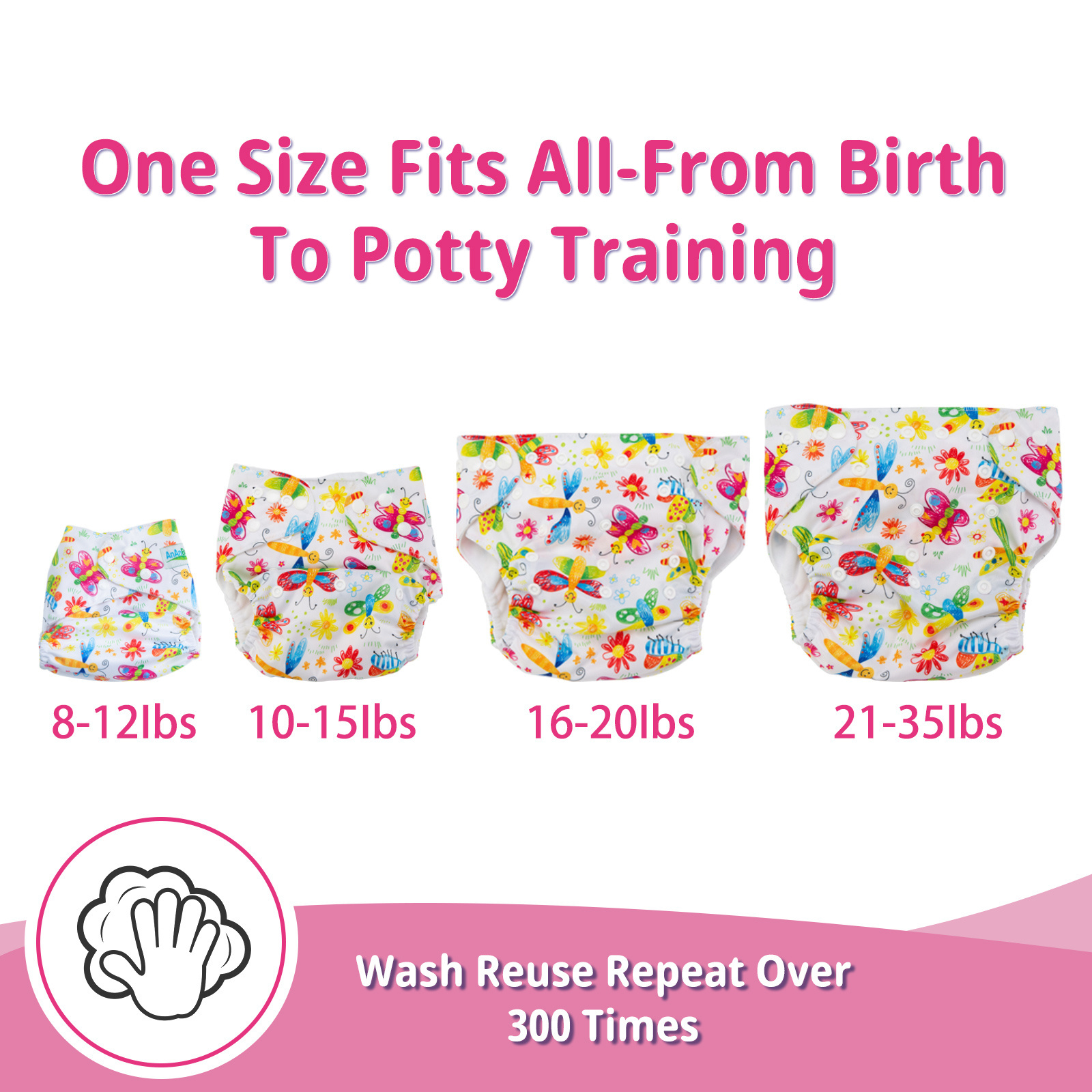 Ananbaby Custom Prints TPU Washable Reusable Baby Cloth Pocket Diapers