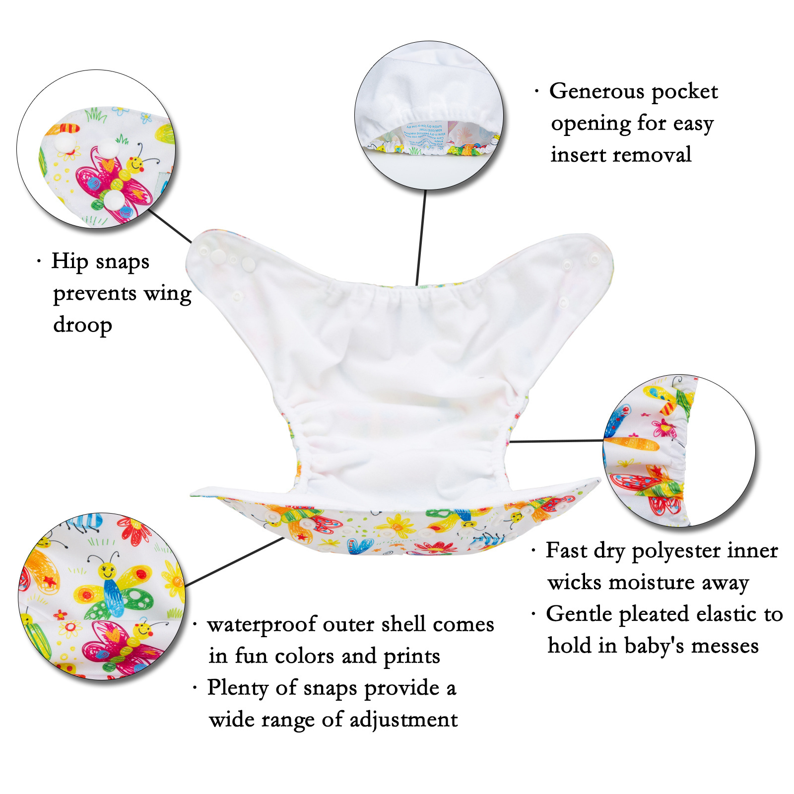 Ananbaby Manufacture Ecological Wholesale baby washable diapers reusable cloth nappies waterproof one size cloth diaper soft