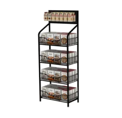 2 colors Retail Display Rack Stand Metal Snack Candy Display Cart