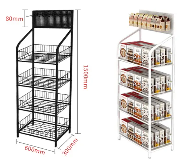 2 colors Retail Display Rack Stand Metal Snack Candy Display Cart