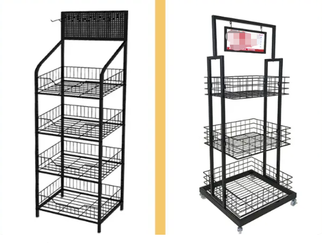 2 colors Retail Display Rack Stand Metal Snack Candy Display Cart